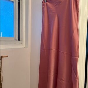 Elegant Mauve Pink Satin Women's Skirt